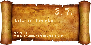 Balozin Tivadar névjegykártya